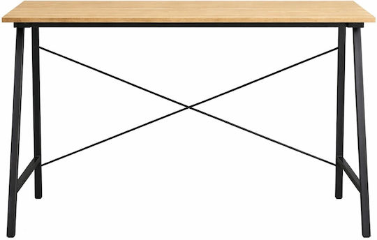 Birou Din Lemn Negru/Stejar Natural cu Picioare Metalice 100x46x75cm