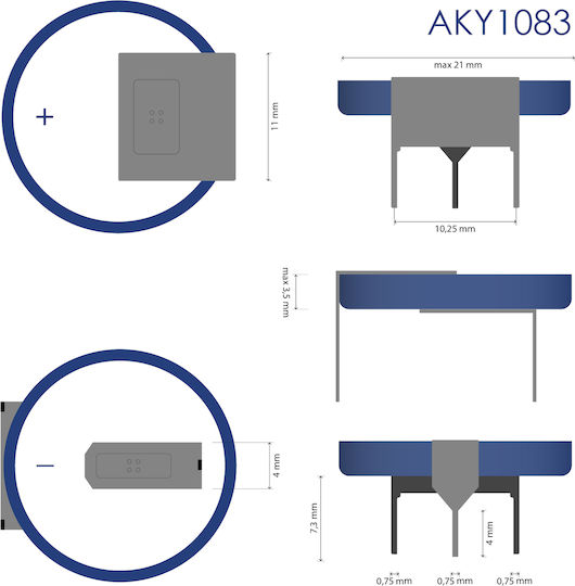 Lithium Battery Cr2032 Hp3cl Akyga Aky1083 3v 210mah 3-pin Pitch 17.8mm