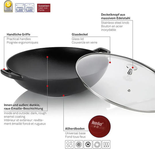 Kela Calido Saute Pan Cast Iron with Lid Enamel Coating 36cm