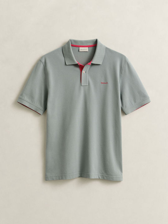 Contrast Pique Polo Herrenbluse Kurzarm Grau