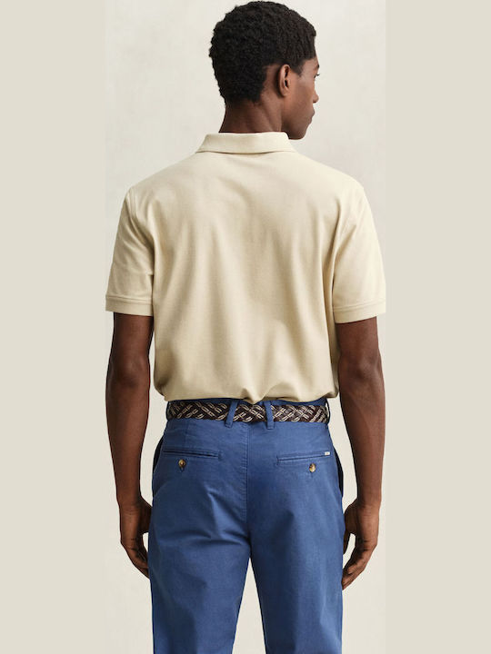 Contrast Pique Polo Short Sleeve Beige Light Blouse