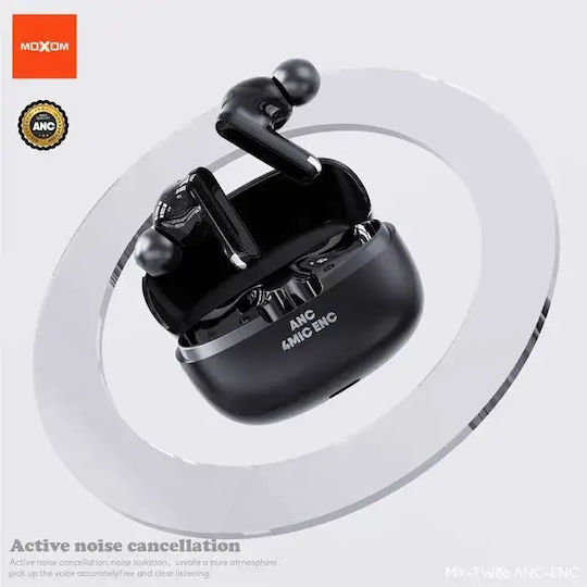 Moxom MX-TW86 In-ear Bluetooth Handsfree Ακουστικά με Θήκη Φόρτισης Μαύρα