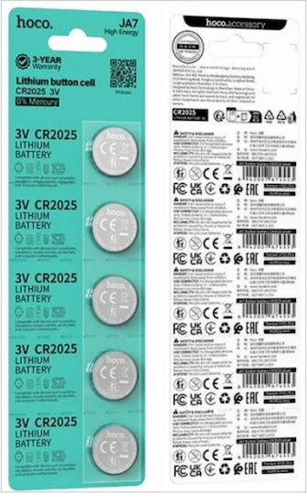 Hoco Lithium Watch Batteries CR2025 3V 5pcs