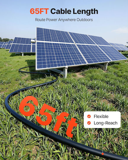 Vevor Photovoltaic Extension Cable 19.81m Black & Red 10 Awg 6 Mm² Ip67 Waterproof Tyndcbyzxsx628evn002y3