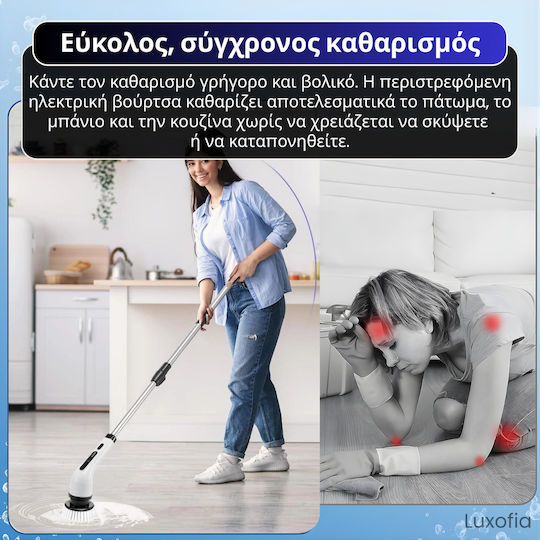 Μεταλλική Περιστρεφόμενη Βούρτσα Καθαρισμού με Λαβή Λευκή