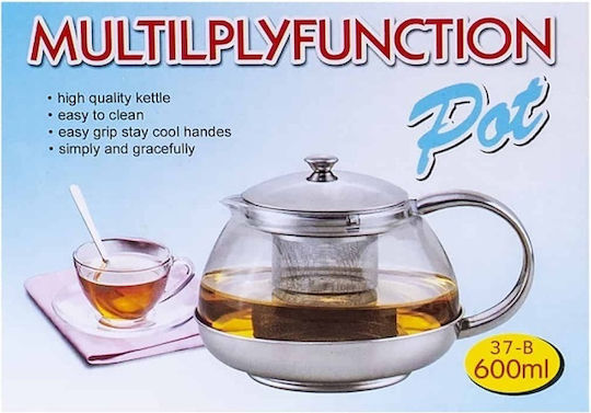 Ceainic cu Filtru din Sticlă 600ml