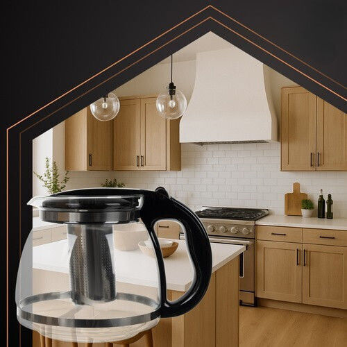 Ceainic cu Filtru din Sticlă Gri 2000ml