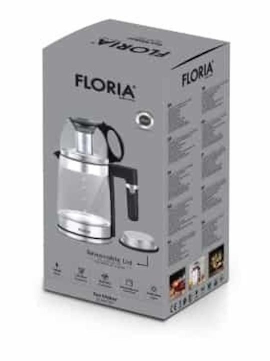 Ceainic cu Filtru din Sticlă Argintie 1800ml