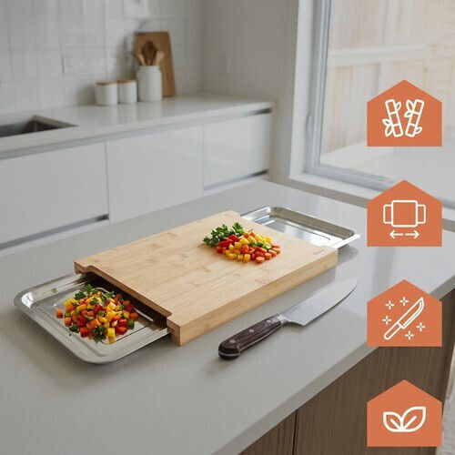 Tocătoare De Bucătărie Pentru Pâine Din Bambus Bej 40x28.5cm