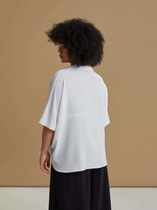 Bluza Damă Mâneci Scurte Albă