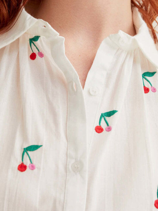 Women's Cotton Short Sleeve Blouse White