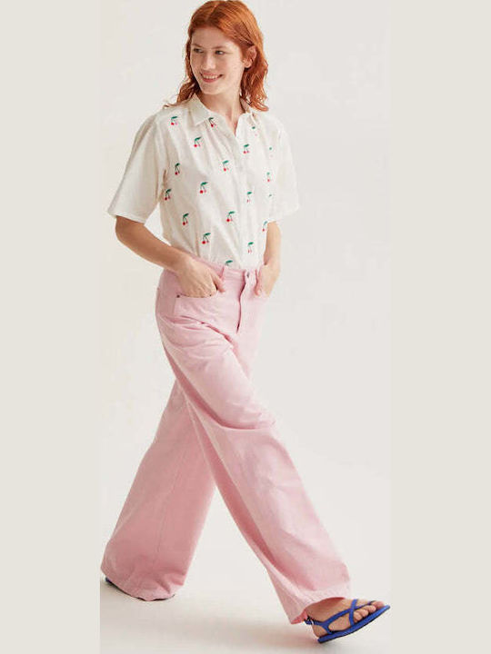 Women's Cotton Short Sleeve Blouse White