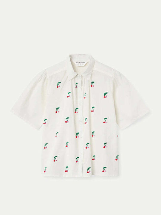 Women's Cotton Short Sleeve Blouse White