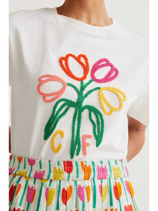 Women's T-shirt Floral White