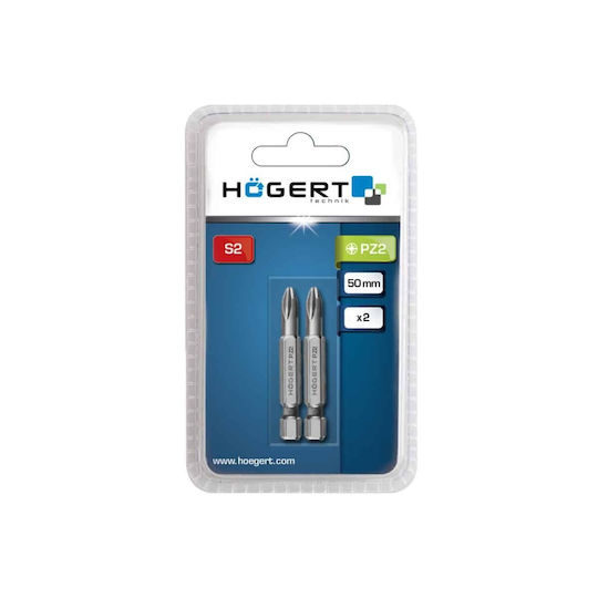 Set 2 Pieces Screwdriver Bits Pz2 50mm Hogert Ht1s319