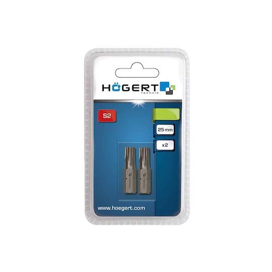 Set 2 Pieces Screwdriver Bits Torx T30 25mm Hogert Ht1s366