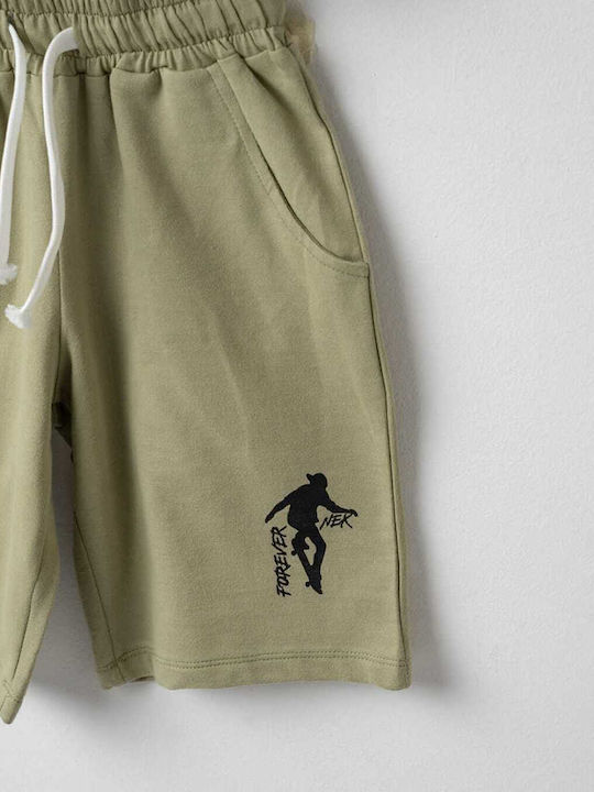 Kids Set with Shorts Summer 2 Pieces White-Olive