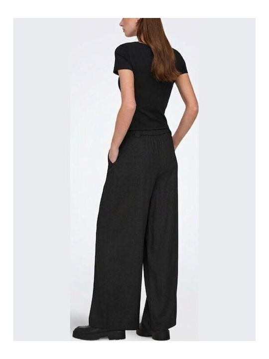 Wide Women's Linen Trousers Black