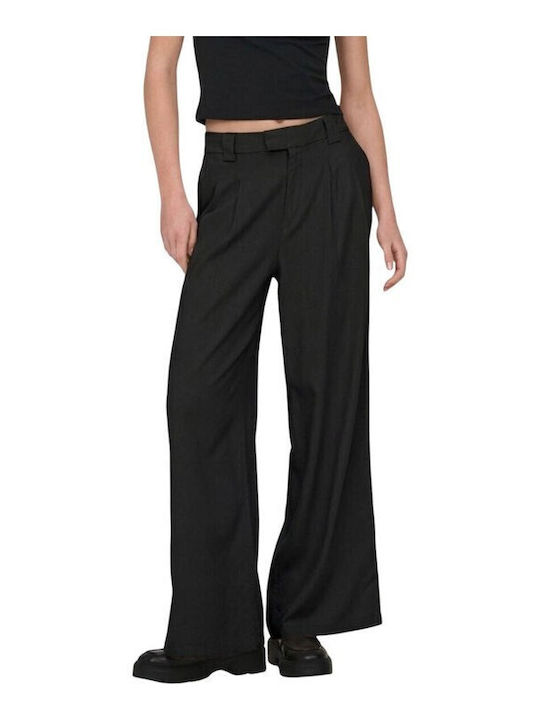 Wide Women's Linen Trousers Black