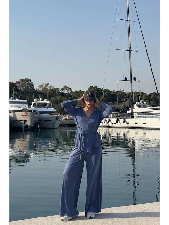 Damen Stoffhose in Lose Passform Blau