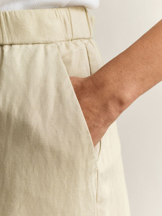 Damen Leinenhose in Lose Passform Beige
