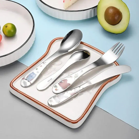 Pandaboo Set Baby Cutlery from Metal in Case Transparent 2 Pieces