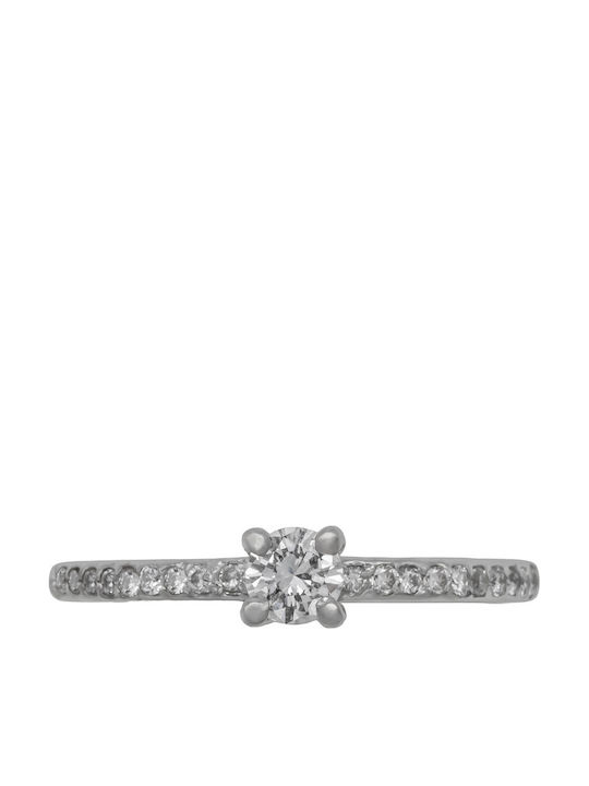 Savvas Design Einzelner Steinring aus Weißgold 18K