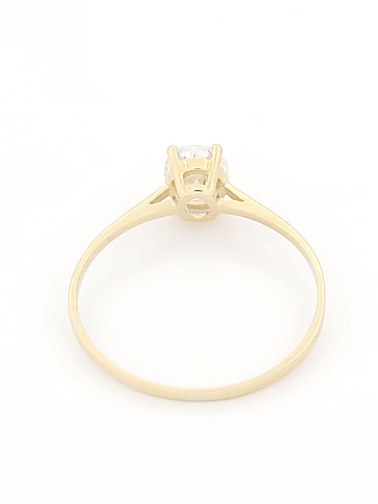 Single Stone Ring From 14K Gold With Zircon