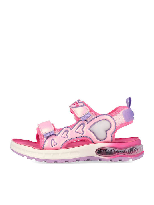 Kids' Anatomic Sandals with Hoop & Loop Closure & Lights Pink