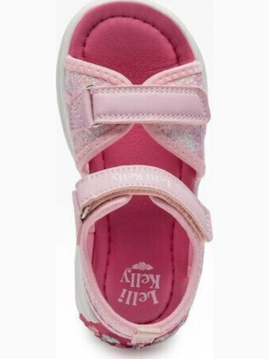 Kids' Anatomic Sandals with Hoop & Loop Closure and Lights Pink