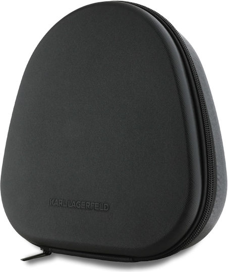 Karl Lagerfeld Saffiano Elongated Kabellose Bluetooth Über Ohr Kopfhörer mit 40 Stunden Wiedergabezeit Grau