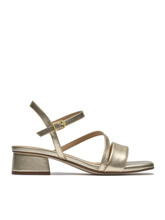 Clarks Serina35 Strap Leather Sandals Gold