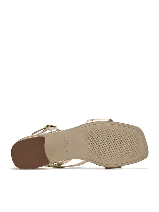 Serina35 Strap Δερμάτινα Πέδιλα Χρυσά