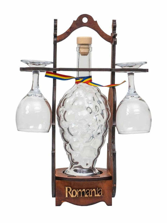 Decantor Din Sticlă Pentru Servirea Vinului Cu Dop și Pahare Maro 1000ml