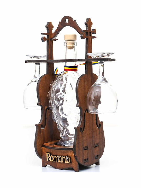 Decantor Din Sticlă Pentru Servirea Vinului Cu Dop și Pahare Maro 1000ml
