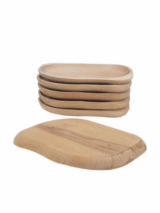 Oval Wooden Beige Serving Platter 30x24cm 6 Pieces Oval Wooden Beige Serving Platter 30x24cm 6 Pieces