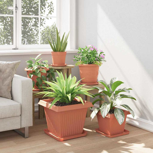 vidaXL Set of 6 Plastic Flower Pots in Terracotta vidaXL Set of 6 Plastic Flower Pots in Terracotta