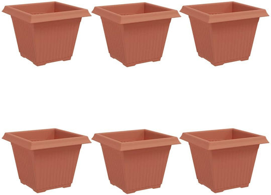 vidaXL Set 6 Ghivece De Flori Din Plastic Roșii 38x30cm