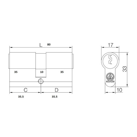 Zylinder - Europrofilzylinder 70mm (35-35) mit 3 Schlüssel