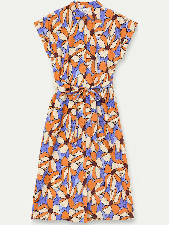 Summer Midi Shirt Dress Multicolour Dress