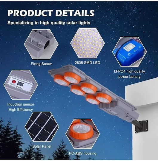 Langleuchte Led Solarstraßenlampe Metallarm 400 W Automatische Steuerung Ip65