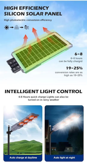 Langleuchte Led Solarstraßenlampe Metallarm 400 W Automatische Steuerung Ip65