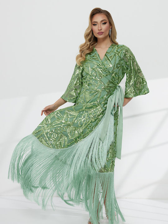 Maxi Dress for Wedding - Christening Green KM609 020
