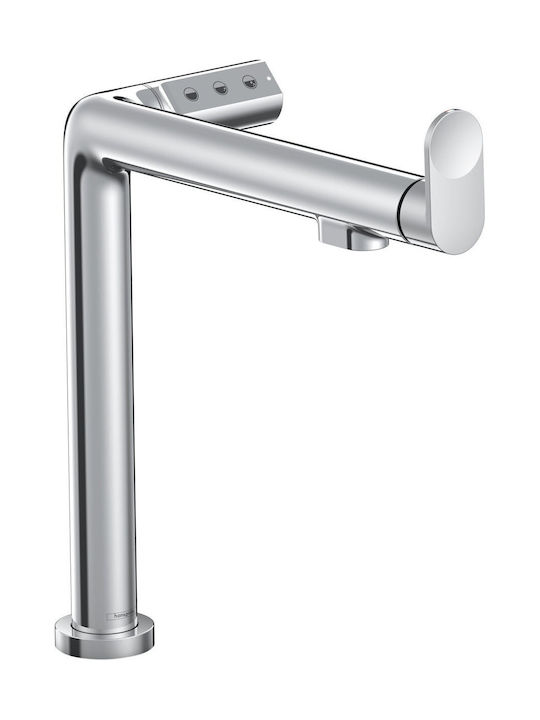 Hansgrohe Aqittura M91 Küchenarmatur Platzierung mit herausziehbarer Brause Silber