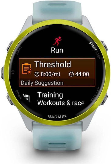Garmin Forerunner 570 Aluminum 47mm Waterproof Smartwatch with Heart Rate Monitor (Amp Yellow Aluminum with Translucent Whitestone/Turquoise Band)