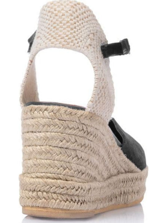 Sommer Damenplattformen in Stil Espadrilles Schwarz