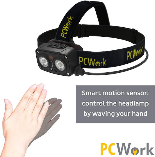 Pcwork Rechargeable LED Head Flashlight with Maximum Brightness 200lm