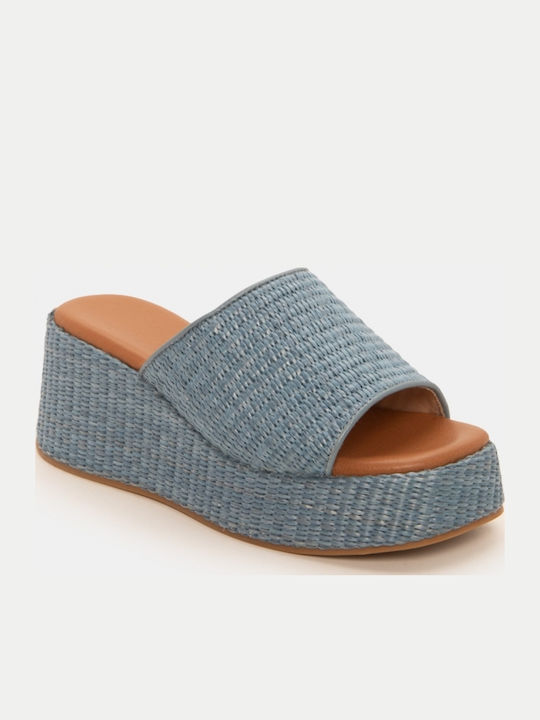 Sommer Damenplattformen in Stil Espadrilles Hellblaue