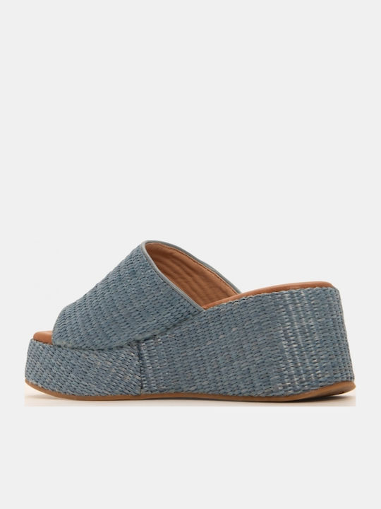 Sommer Damenplattformen in Stil Espadrilles Hellblaue