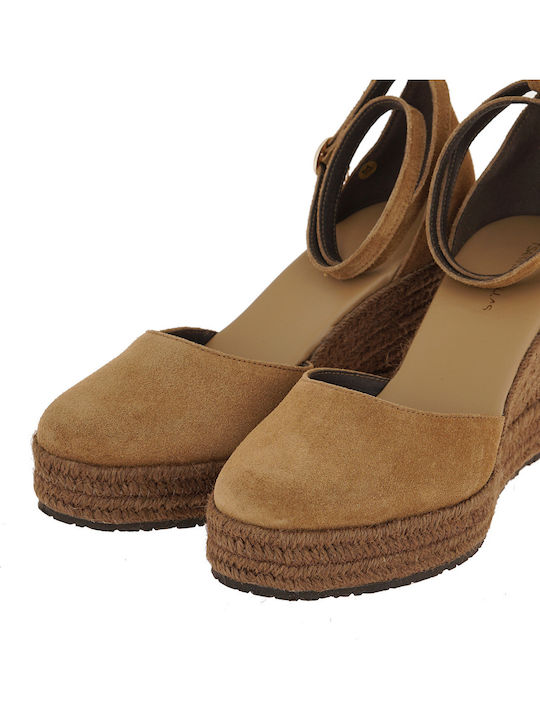 Women's Platforms in Tabac Brown Espadrille Style